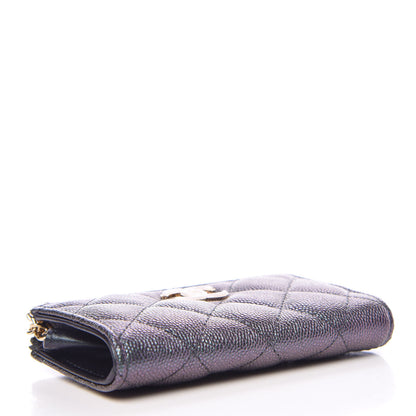 Chanel Iridescent Caviar Quilted Zipped Key Holder Case Black 4 of 8