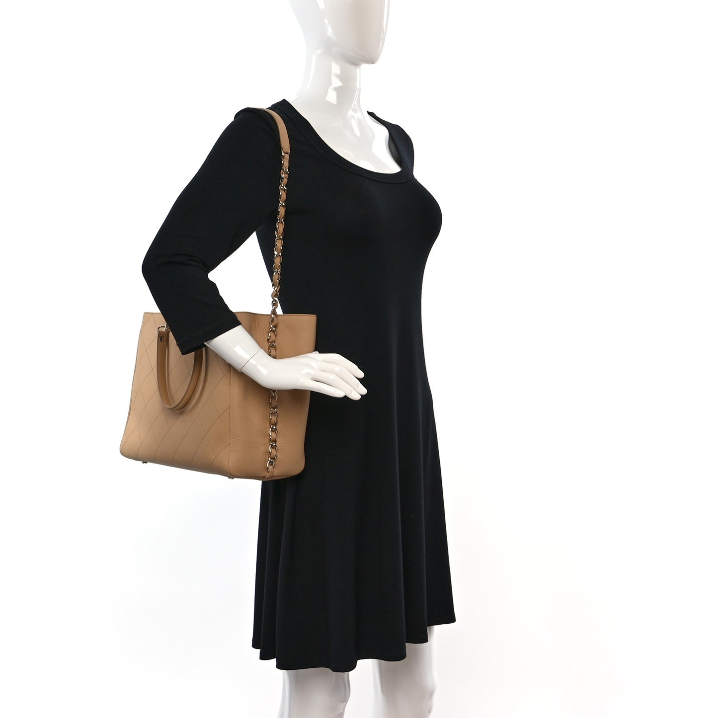 Bullskin Stitched Medium Shopping Bag Beige