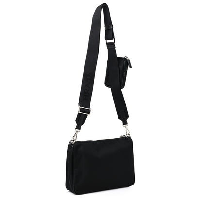 Prada Re-Nylon Saffiano Pocket Zippered Shoulder Bag Black 3 of 8