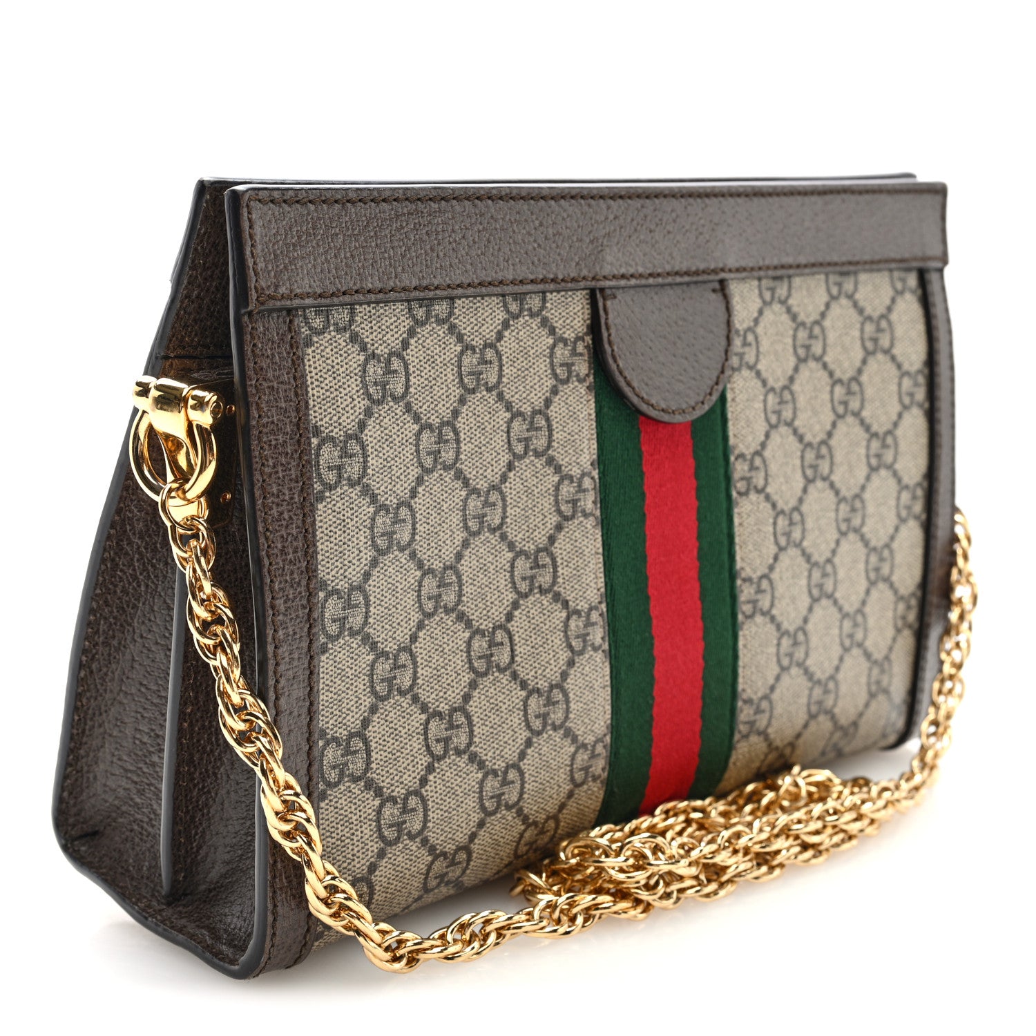 Gucci GG Supreme Monogram Web Small Ophidia Chain Shoulder Bag Brown 3 of 11