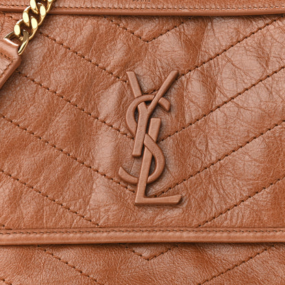 Saint Laurent Crinkled Calfskin Matelasse Monogram Medium Niki Chain Satchel Caramel 6 of 8
