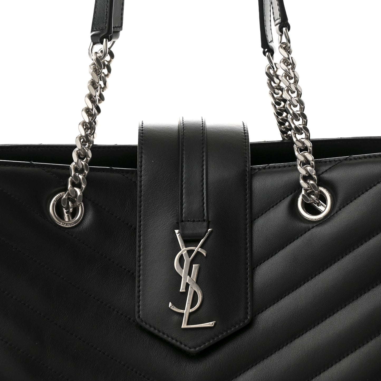 Calfskin Y Quilted Monogram Large Loulou Shopper Black