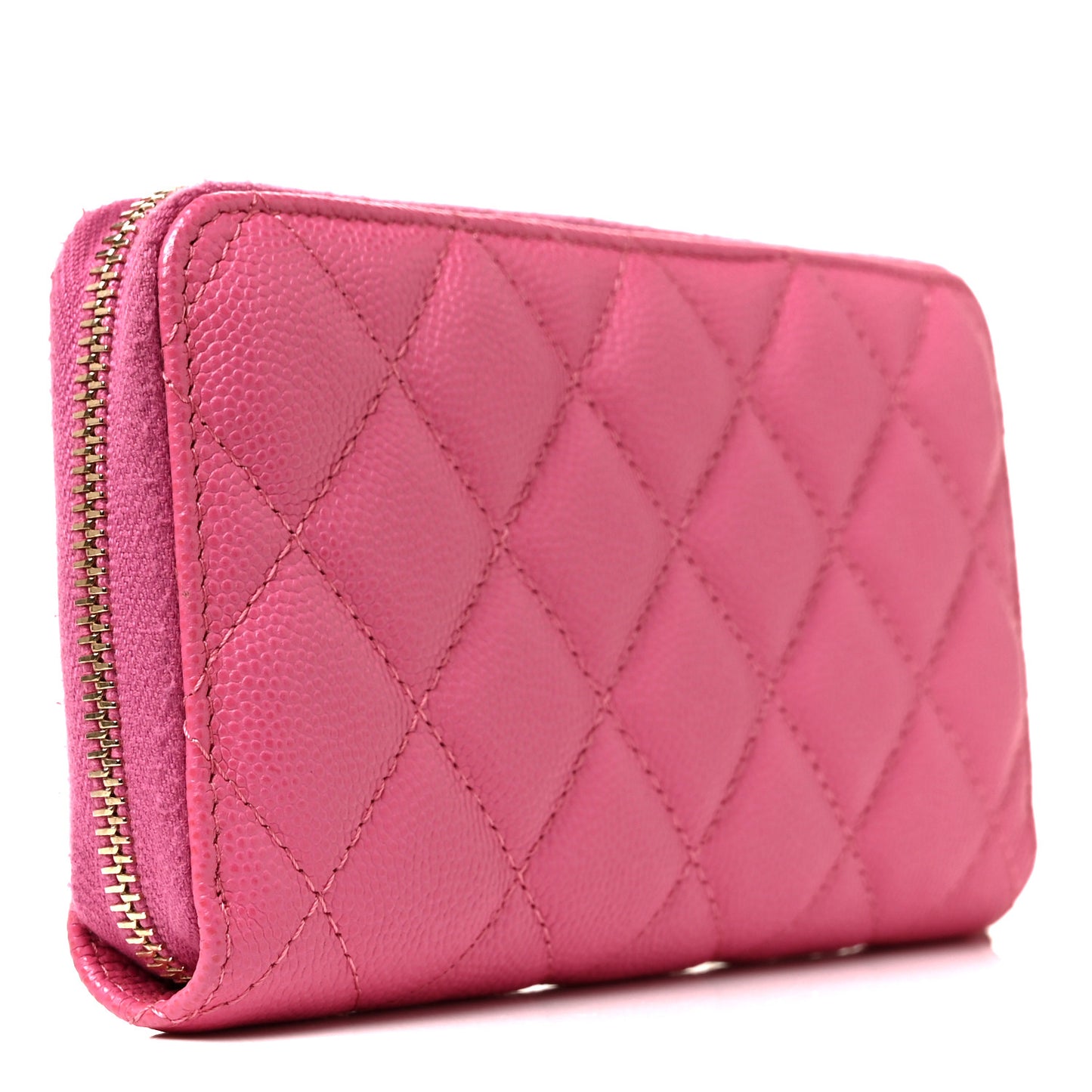 Caviar Quilted Medium Zip Around Wallet Pink