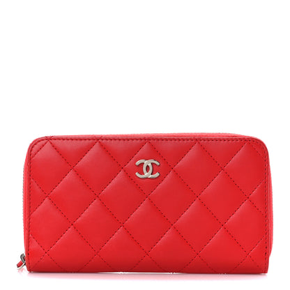 Chanel Lambskin Quilted Small Zip Around Wallet Red 1 of 11