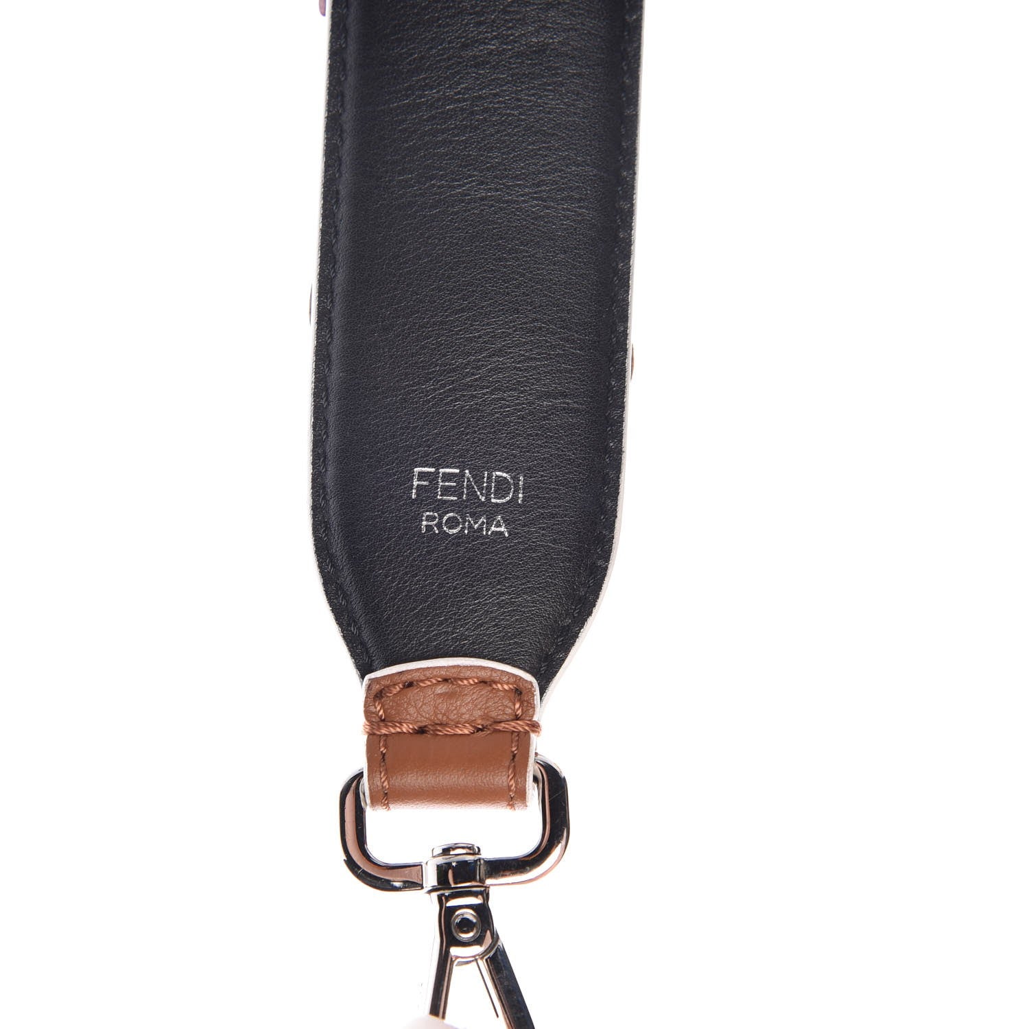 Fendi Calfskin Elaphe Flowerland Studded Strap You Brown Multicolor 3 of 7