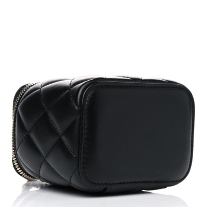 Chanel Lambskin Quilted Mini Pearl Crush Vanity Case With Chain Black 3 of 4