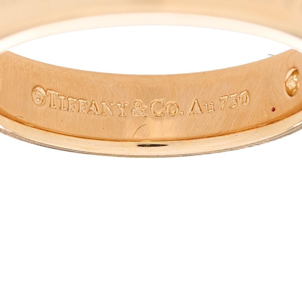 Tiffany 18K Rose Gold Diamond 4mm Logo Band Ring 48 4.5 4 of 5