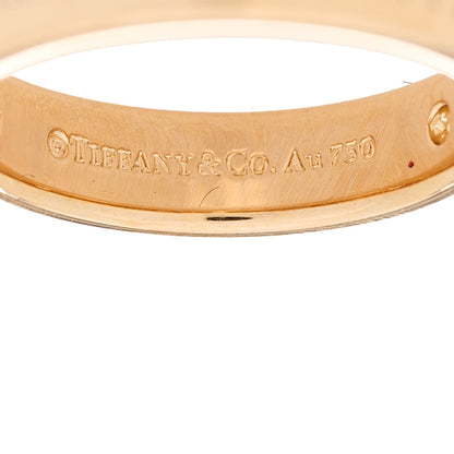 Tiffany 18K Rose Gold Diamond 4mm Logo Band Ring 48 4.5 4 of 5