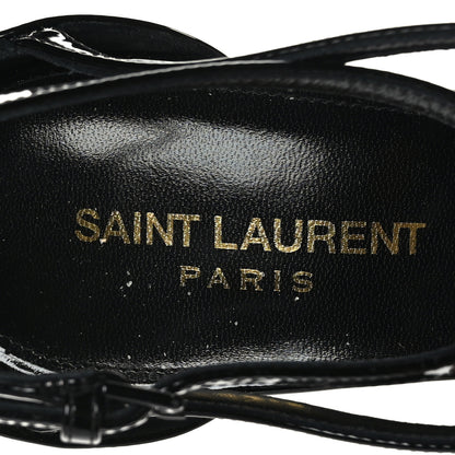Saint Laurent Patent Cassandra 100 Ankle Strap Sandals 40.5 Black 6 of 7