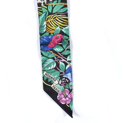 Hermes Silk Jungle Love Love Twilly Black Vert Rose Vif 4 of 4