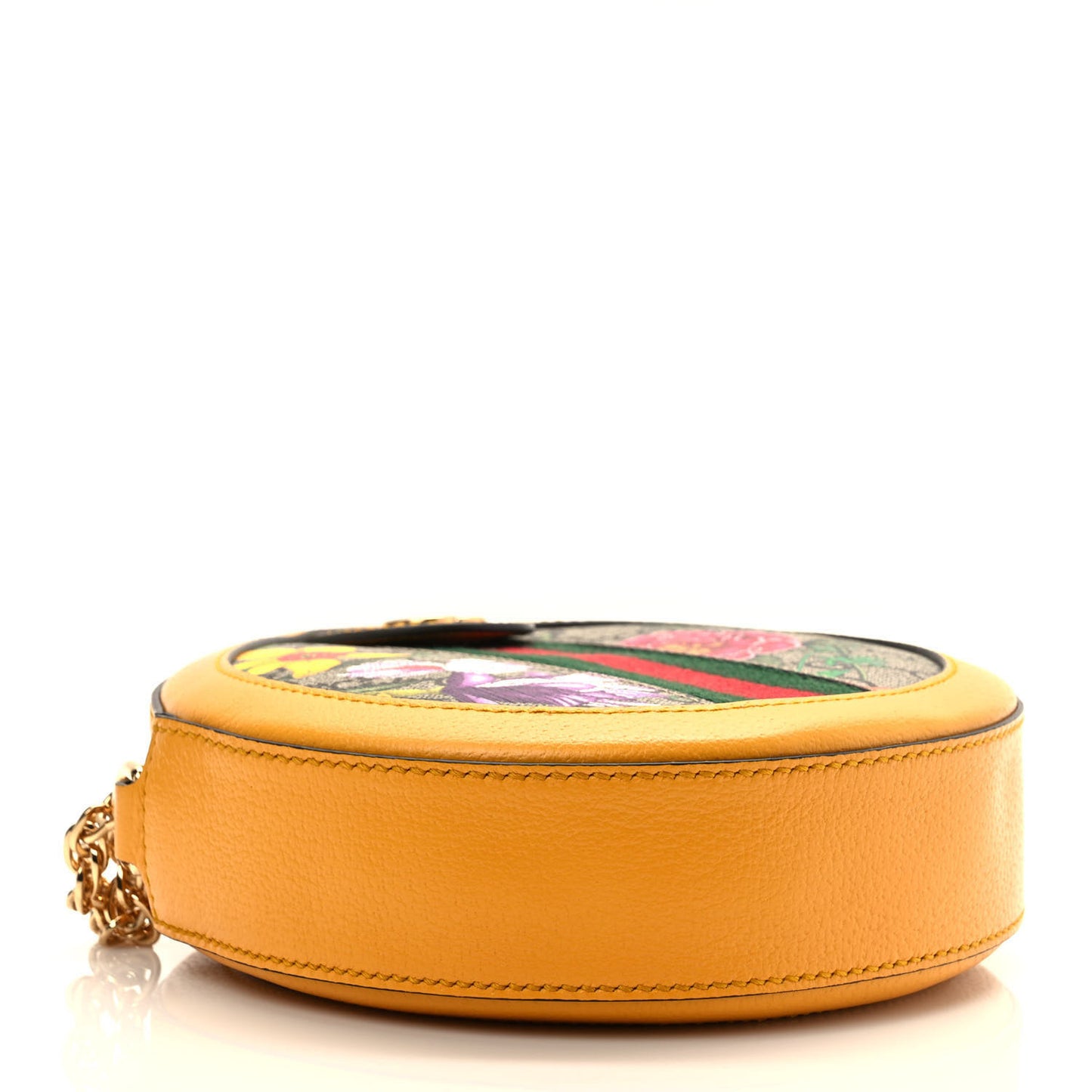 GG Supreme Monogram Flora Web Mini Ophidia Round Shoulder Bag Beige Multicolor Crop