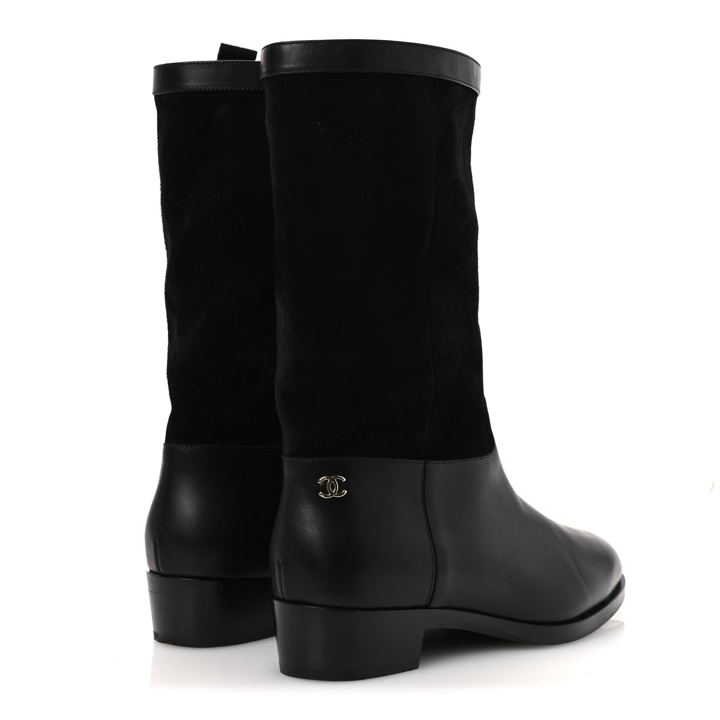 Suede Calfskin CC Short Boots 40 Black
