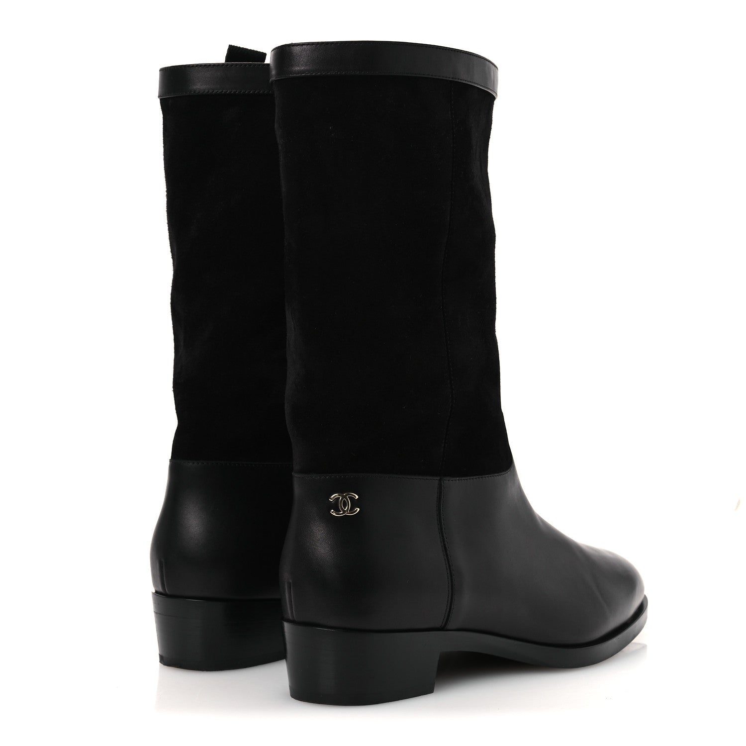 Chanel Suede Calfskin CC Short Boots 40 Black 5 of 12