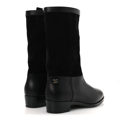 Chanel Suede Calfskin CC Short Boots 40 Black 5 of 12