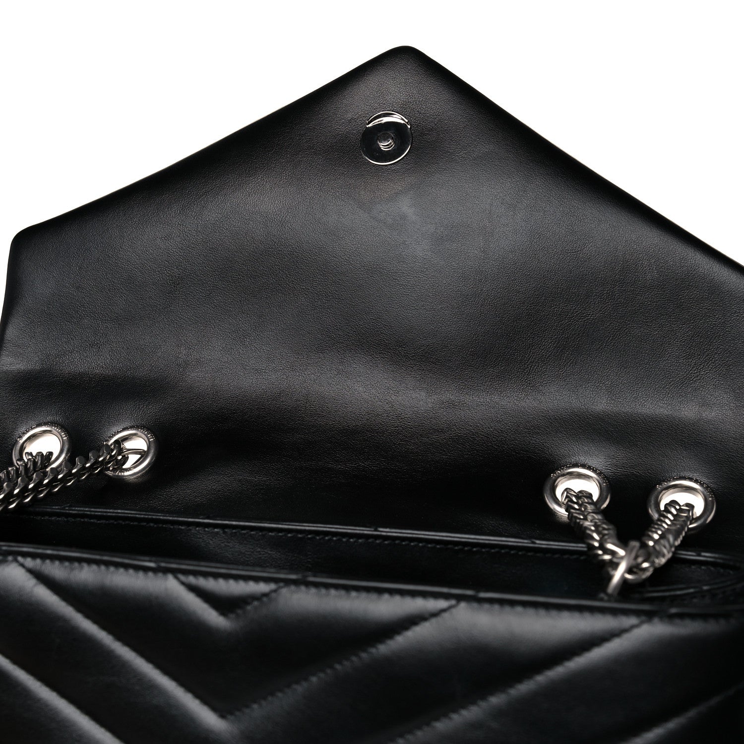 Saint Laurent Calfskin Y Quilted Monogram Medium Loulou Chain Satchel Black 13 of 15