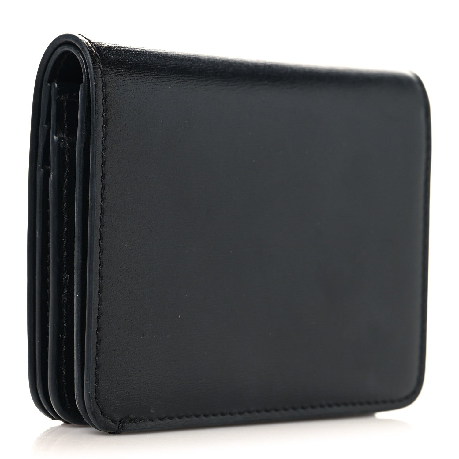 最終値下げ‼️CELINE ブラックレザーケース Celine Shiny Calfskin Triomphe Compact Wallet Black 1877826