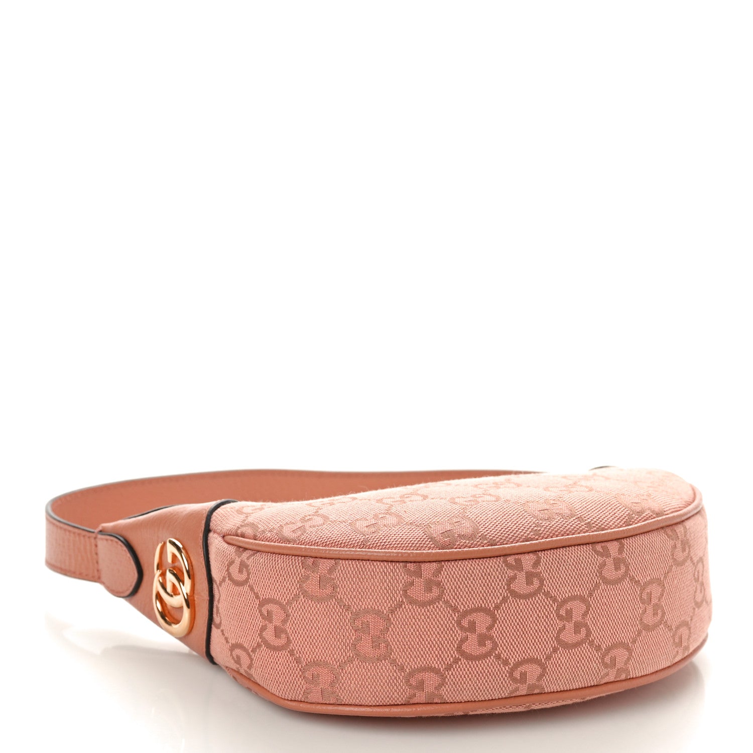 Gucci GG Supreme Monogram Textured Calfskin Web Mini Ophidia Half Moon Hobo Rose Pink 4 of 10