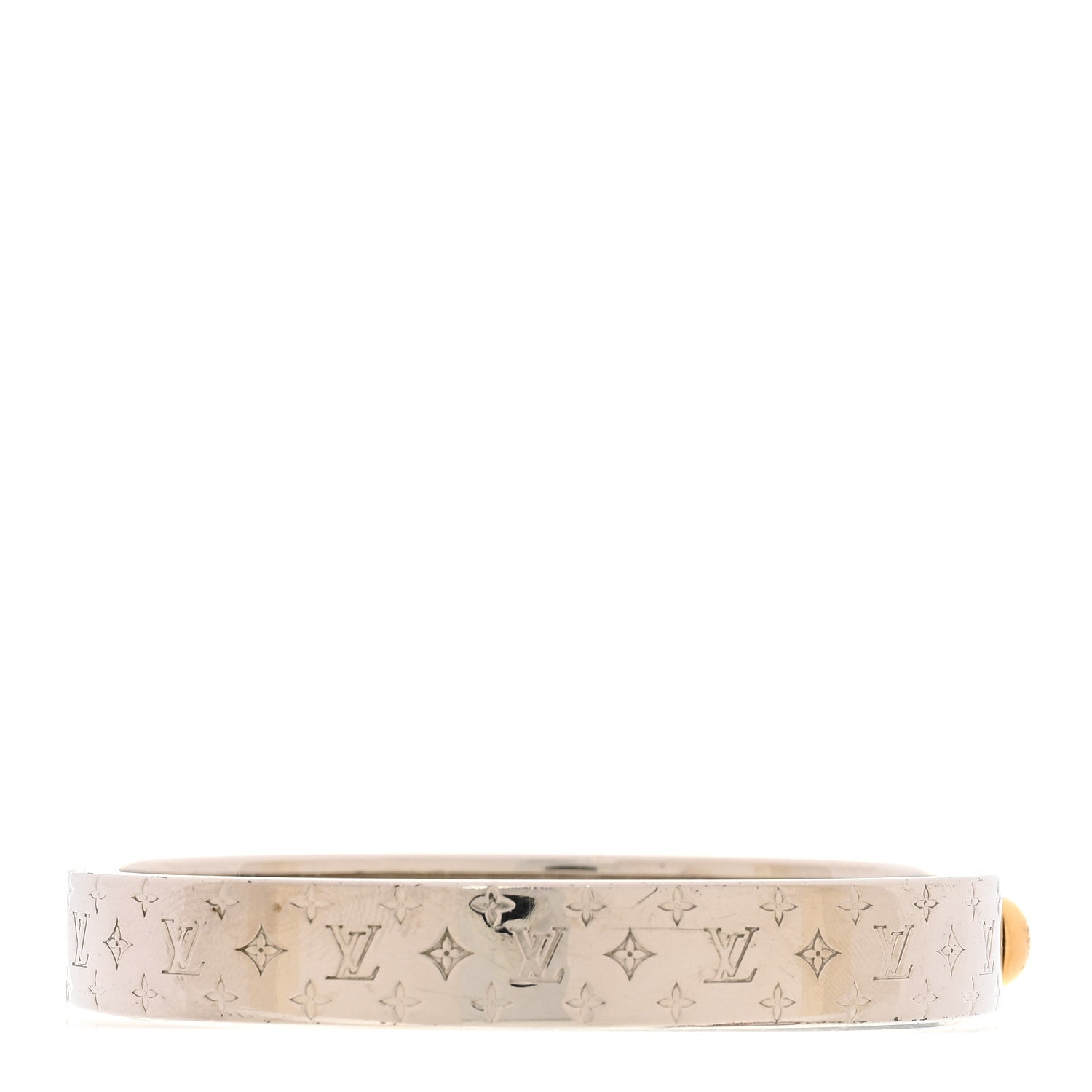Louis Vuitton Brass Palladium Plated Nanogram Cuff S Silver 3 of 7