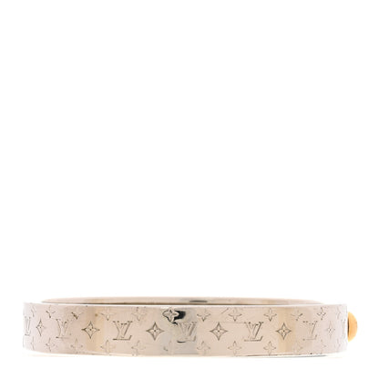 Louis Vuitton Brass Palladium Plated Nanogram Cuff S Silver 3 of 7