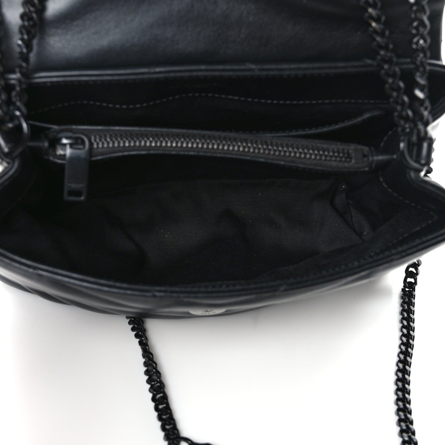 Saint Laurent Calfskin Y Quilted Monogram Monochrome Small Loulou Chain Satchel Black 5 of 9