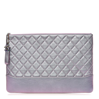 Chanel Iridescent Lambskin Quilted Large Gabrielle Cosmetic Case Light Purple 1 of 10