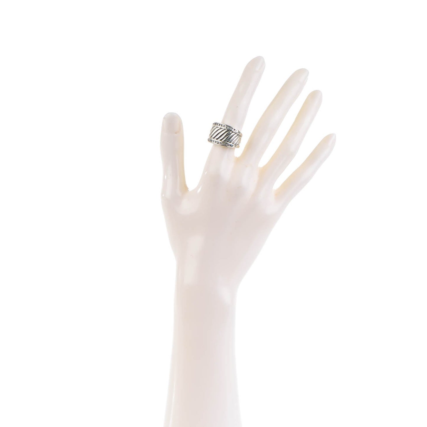 Sterling Silver Pave Diamond 15mm Thoroughbred Ring 48 4.5