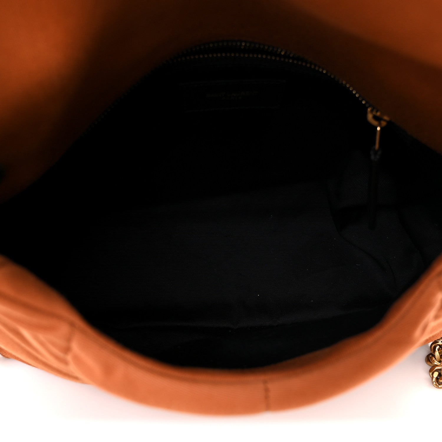 Saint Laurent Canvas Quilted Small Loulou Puffer Monogram Chain Satchel Hot Rust 5 of 10
