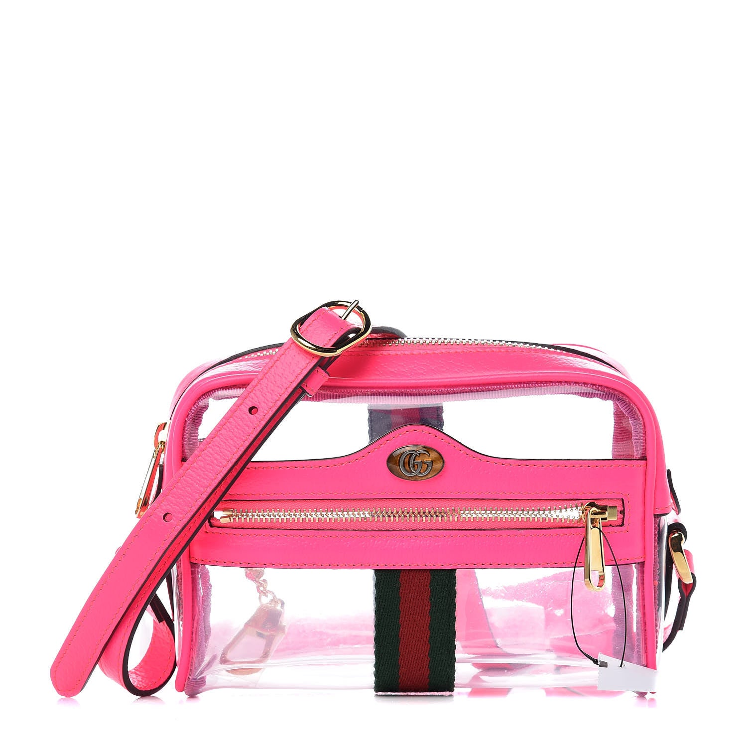Gucci Vinyl Web Mini Ophidia Transparent Shoulder Bag Fluorescent Fuchsia 1 of 9