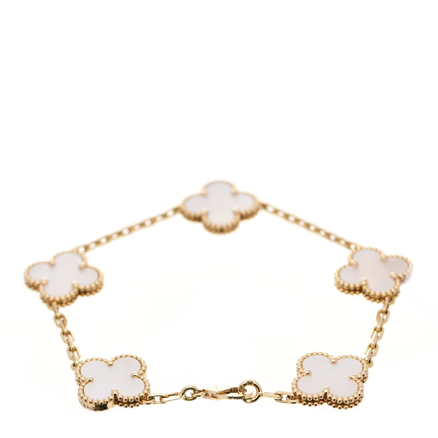 Van Cleef & Arpels 18K Yellow Gold Mother of Pearl 5 Motifs Vintage Alhambra Bracelet 3 of 6