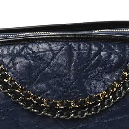 Chanel Aged Calfskin Quilted Medium Gabrielle Hobo Navy Black 8 of 11