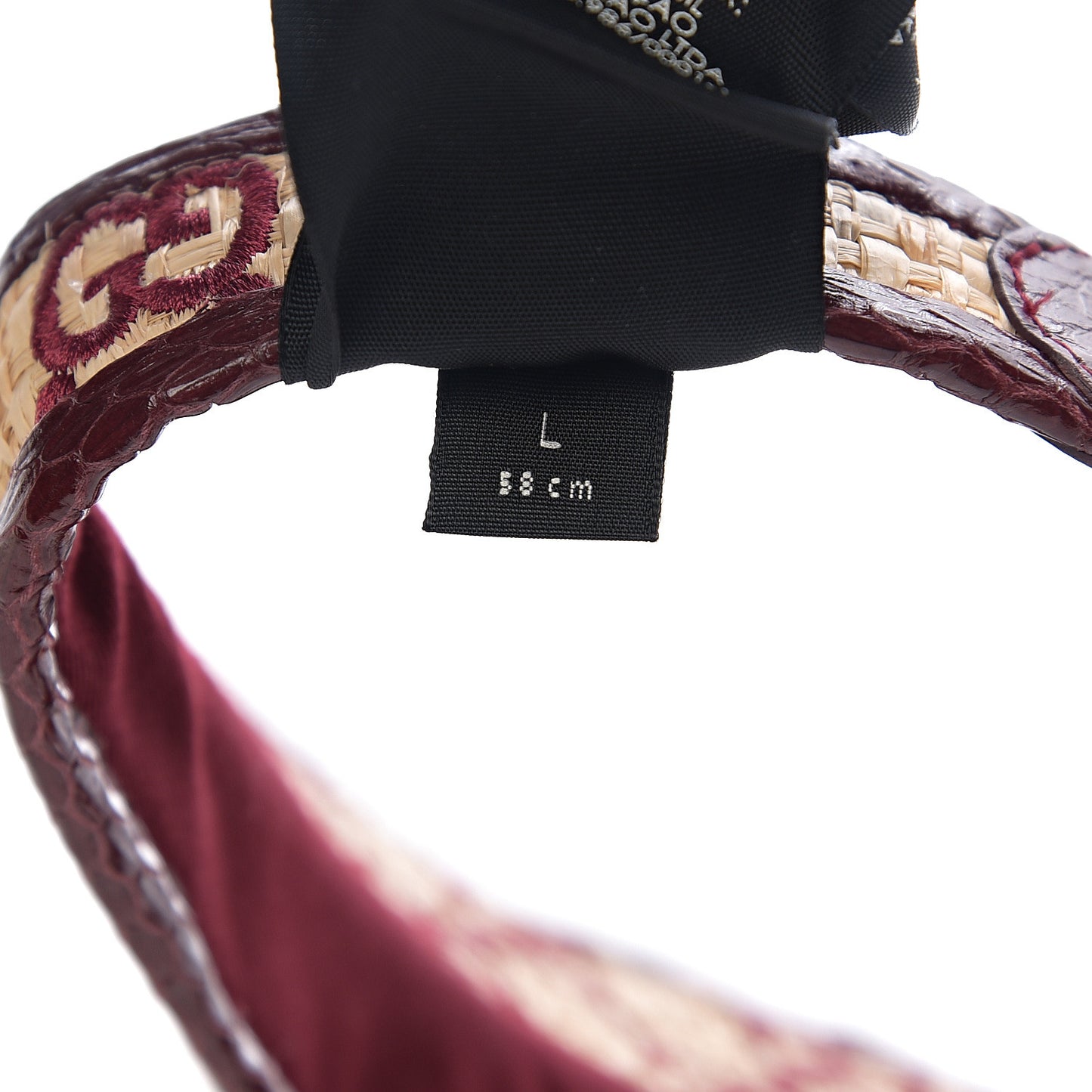 Raffia Elaphe GG Monogram Embroidered Afraa Visor L Ivory Bordeaux