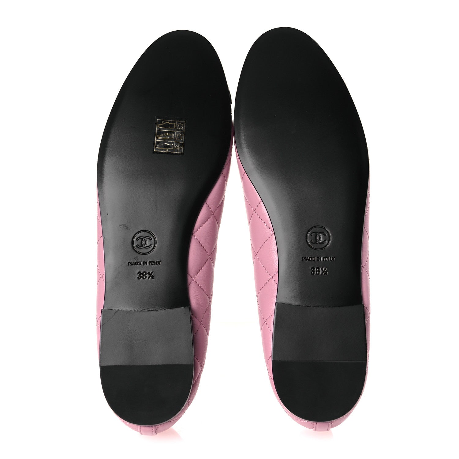 Chanel Lambskin Quilted CC Cap Toe Ballerina Flats 38.5 Pink Black 7 of 12