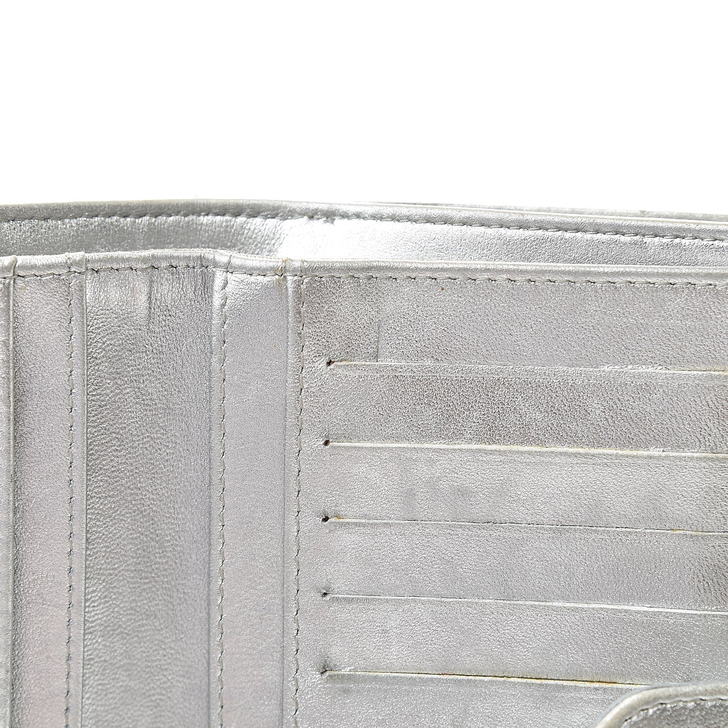 Chanel Metallic Lambskin Quilted Zipped Pocket Wallet Silver 10 of 21