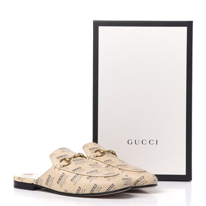 Gucci Calfskin Stamp Print Womens Princetown Slippers 38 Soy Black 11 of 11