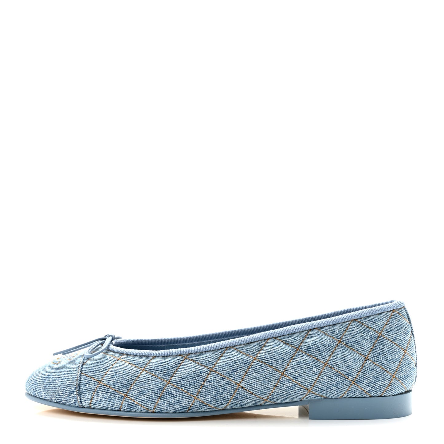 Denim Quilted Cap Toe CC Ballerina Flats 39 Light Blue