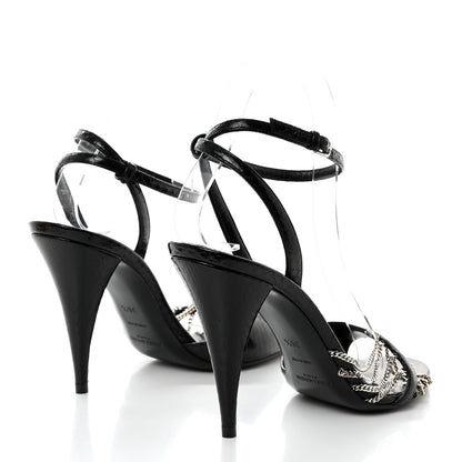 Saint Laurent Calfskin Chain Cristal Sandals 36.5 Black 4 of 7