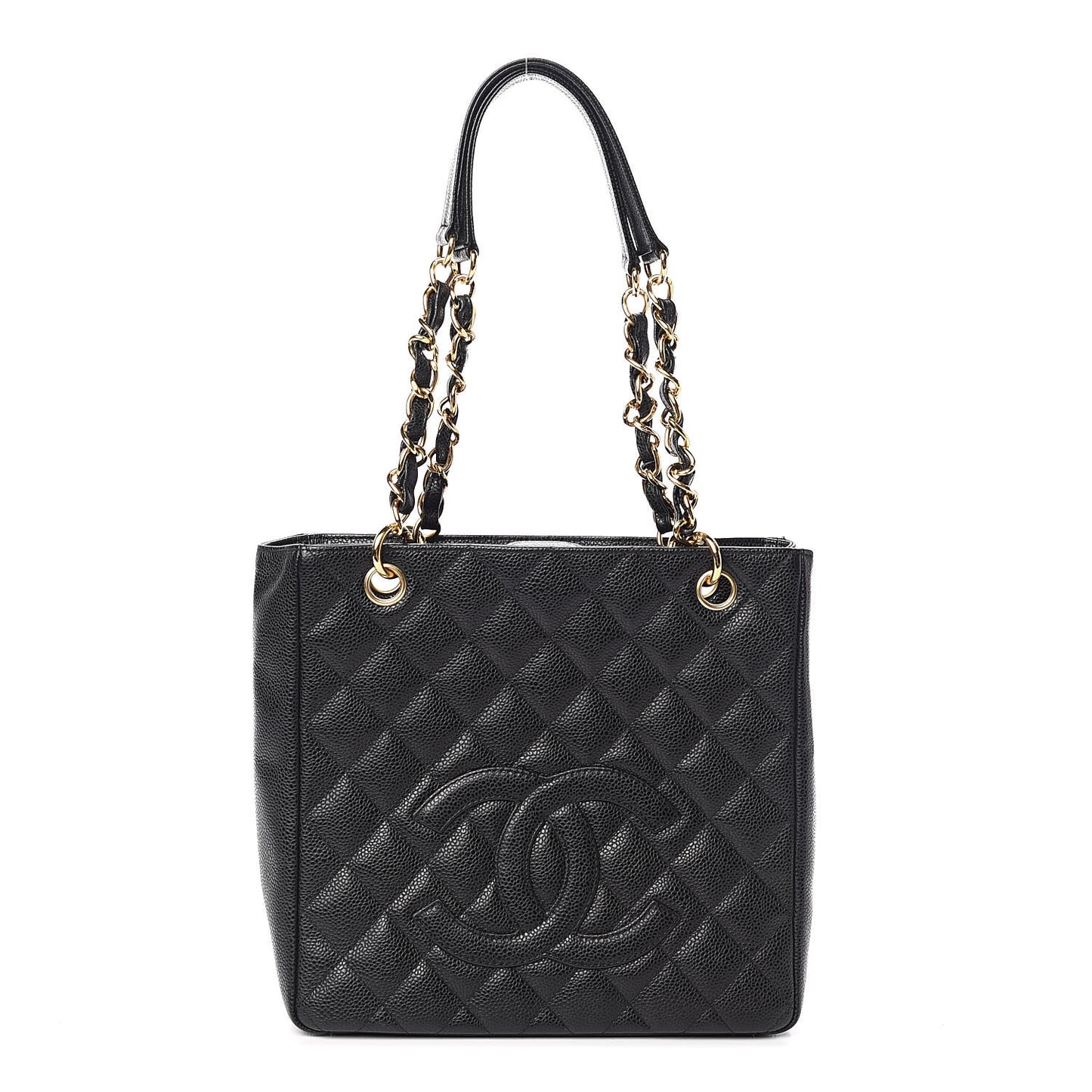Caviar Quilted Petit Shopping Tote PST Black