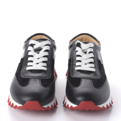 Christian Louboutin Calfskin Suede Patent Womens Loubishark Sneakers 41 Black Loubi Red 2 of 7
