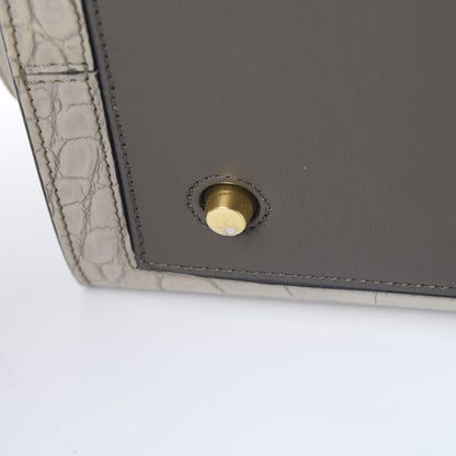 Celine Smooth Calfskin Crocodile Embossed Nubuck Mini Tie Tote Grey 12 of 16