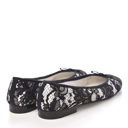 Chanel Lace Grosgrain Cap Toe CC Ballerina Flats 40.5 Black 4 of 16