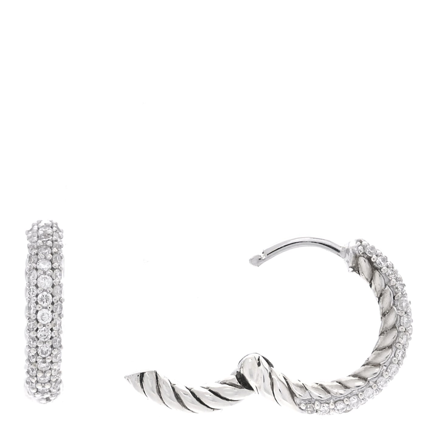 Sterling Silver Diamond Petite Pave Huggie Hoop Earrings