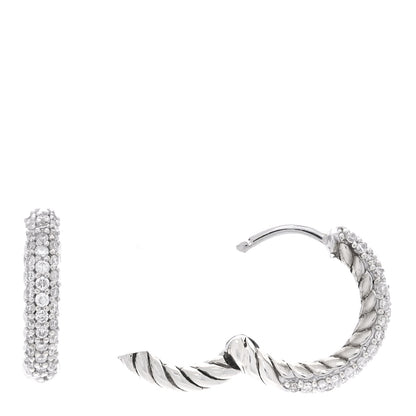David Yurman Sterling Silver Diamond Petite Pave Huggie Hoop Earrings 1 of 4