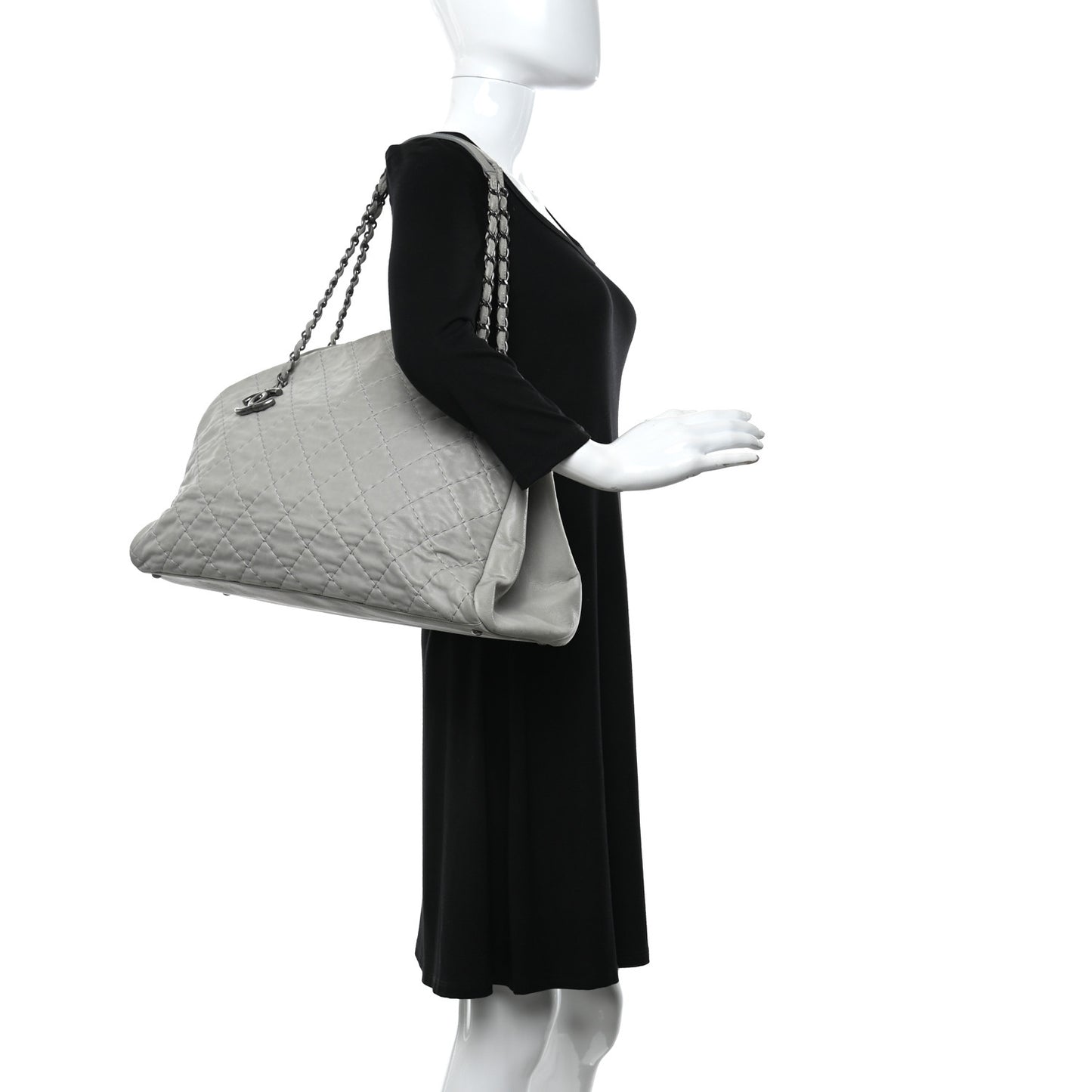 Iridescent Calfskin Large Just Mademoiselle Grey