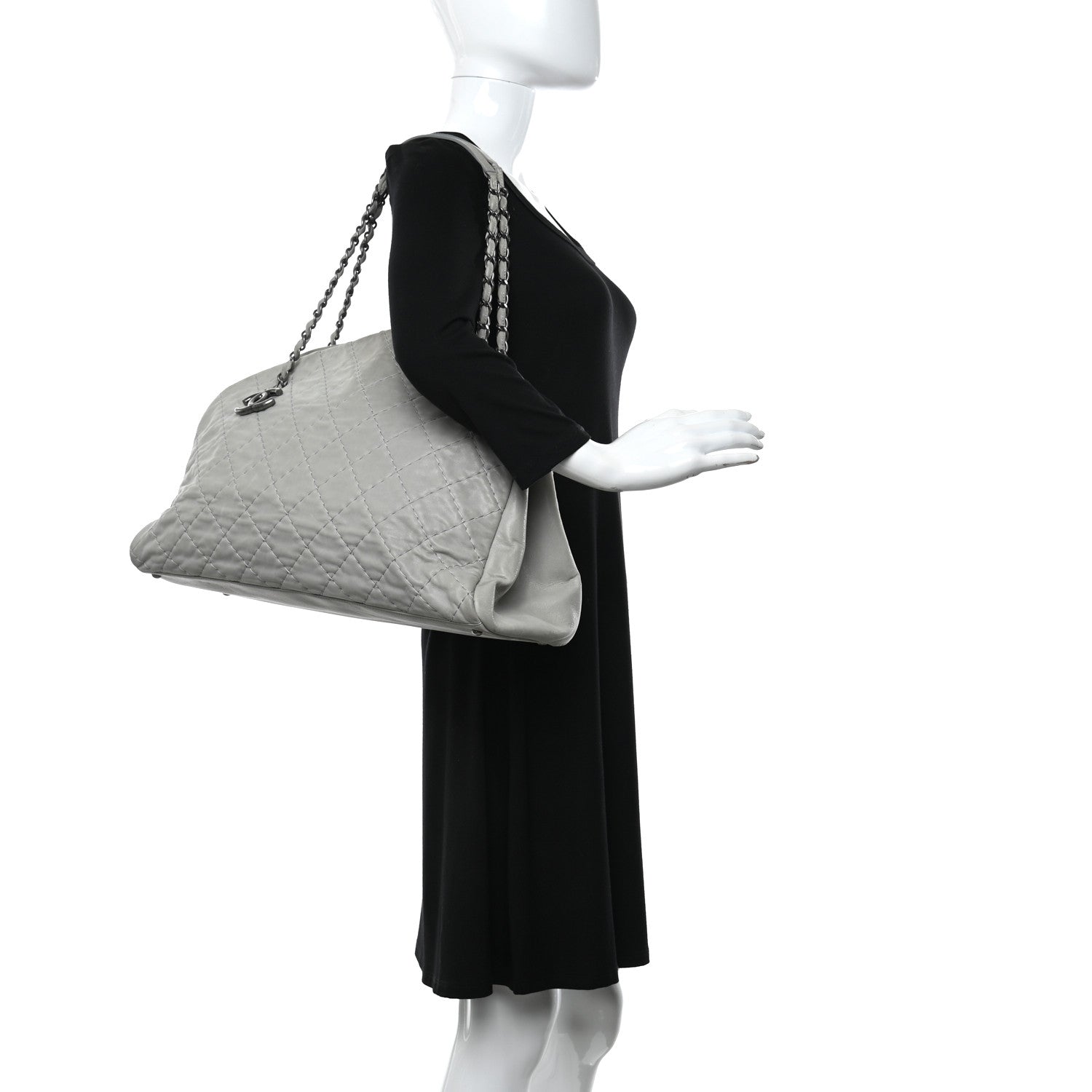 Chanel Iridescent Calfskin Large Just Mademoiselle Grey 2 of 10