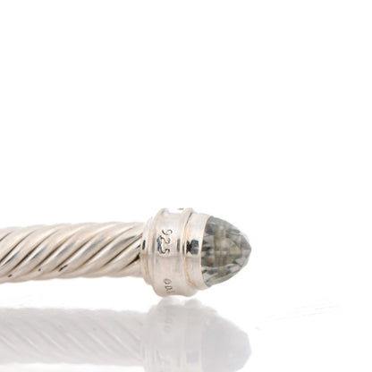 David Yurman Sterling Silver Diamond Prasiolite 5mm Cable Classics Princess Bracelet 5 of 6