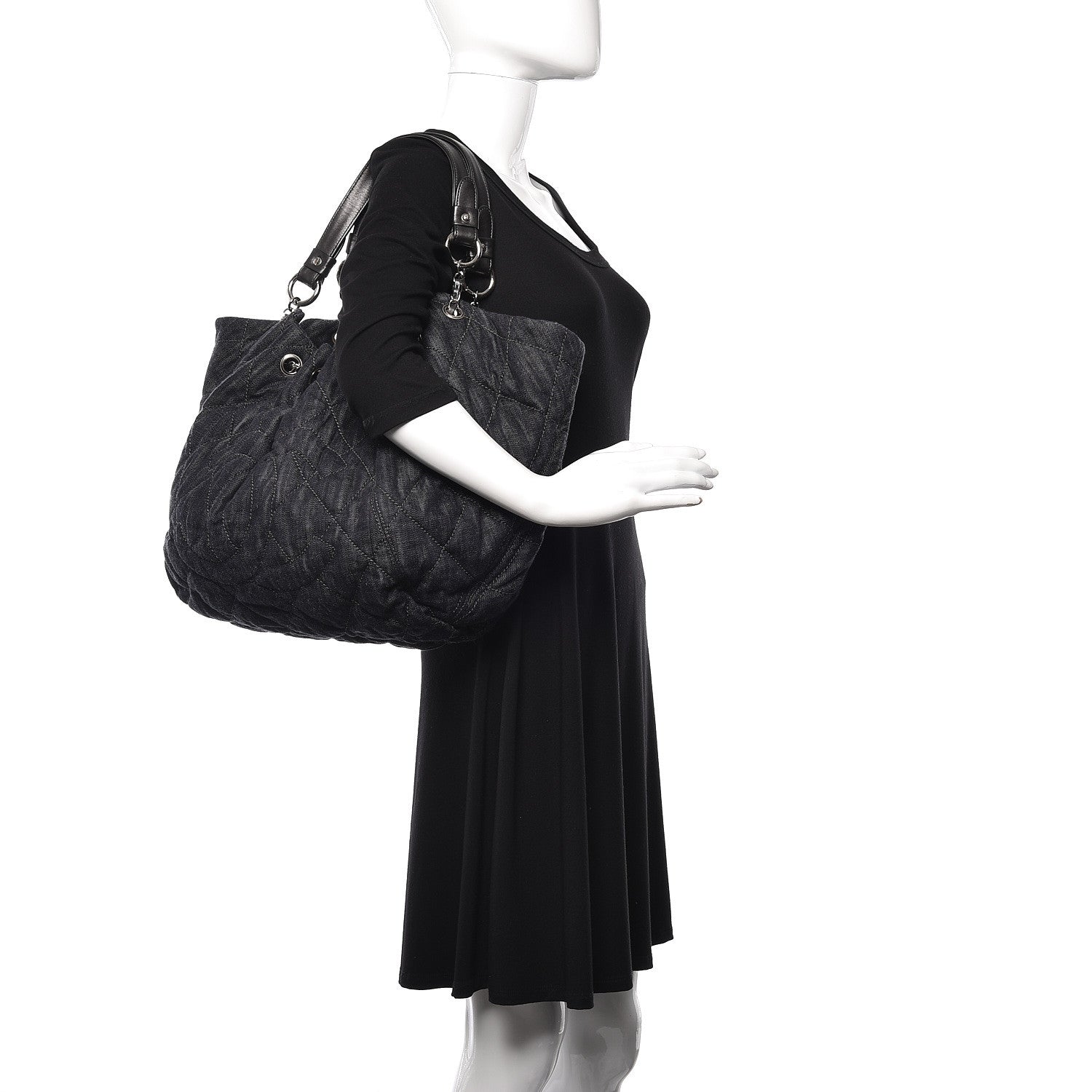 Chanel Denim Quilted Stretch Spirit Large Cabas Tote Blue 2 of 11