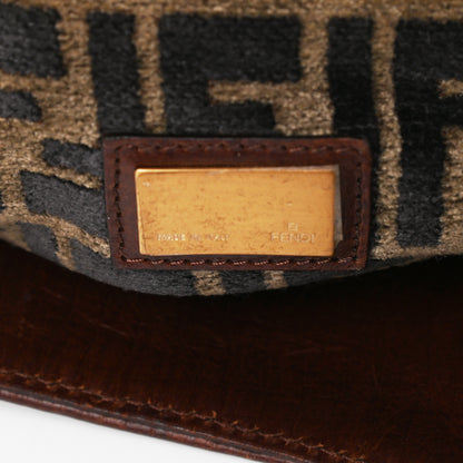 Fendi Velvet Zucca Vitello Forever Shoulder Bag Fango Grigio Bruciato 5 of 8