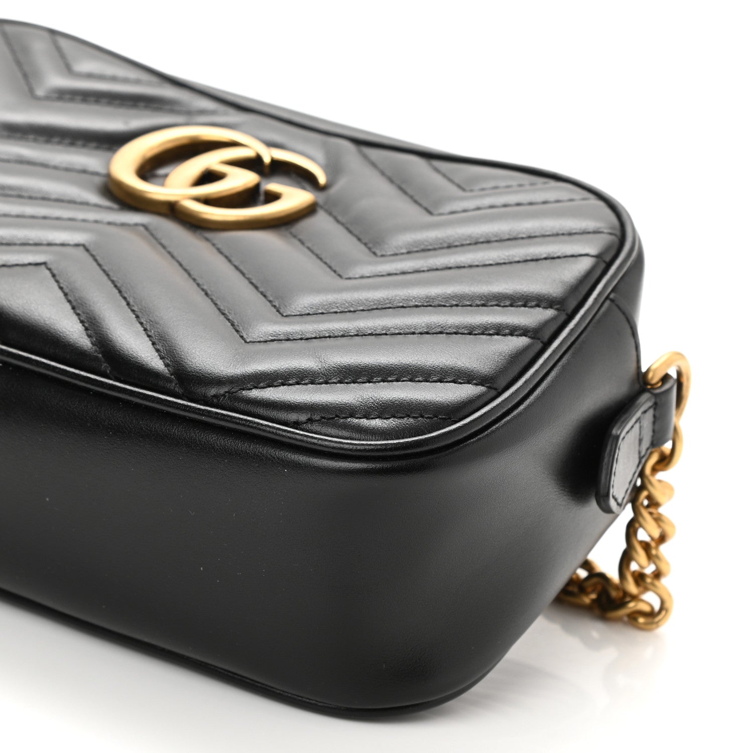 Gucci Calfskin Matelasse Small GG Marmont Chain Shoulder Bag Black 10 of 10