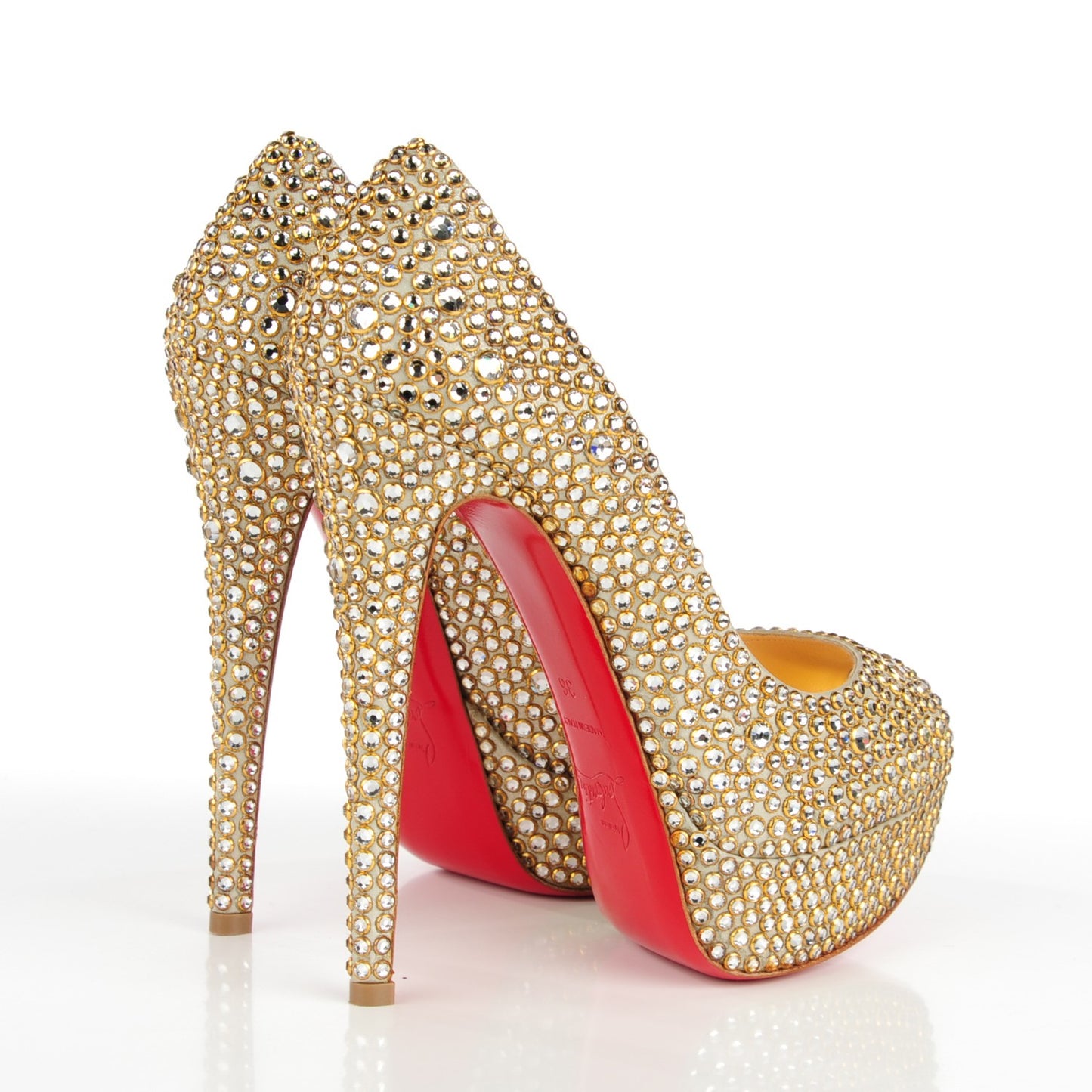 Specchio Strass Crystal Lady Peep 150 Pumps 36 Gold