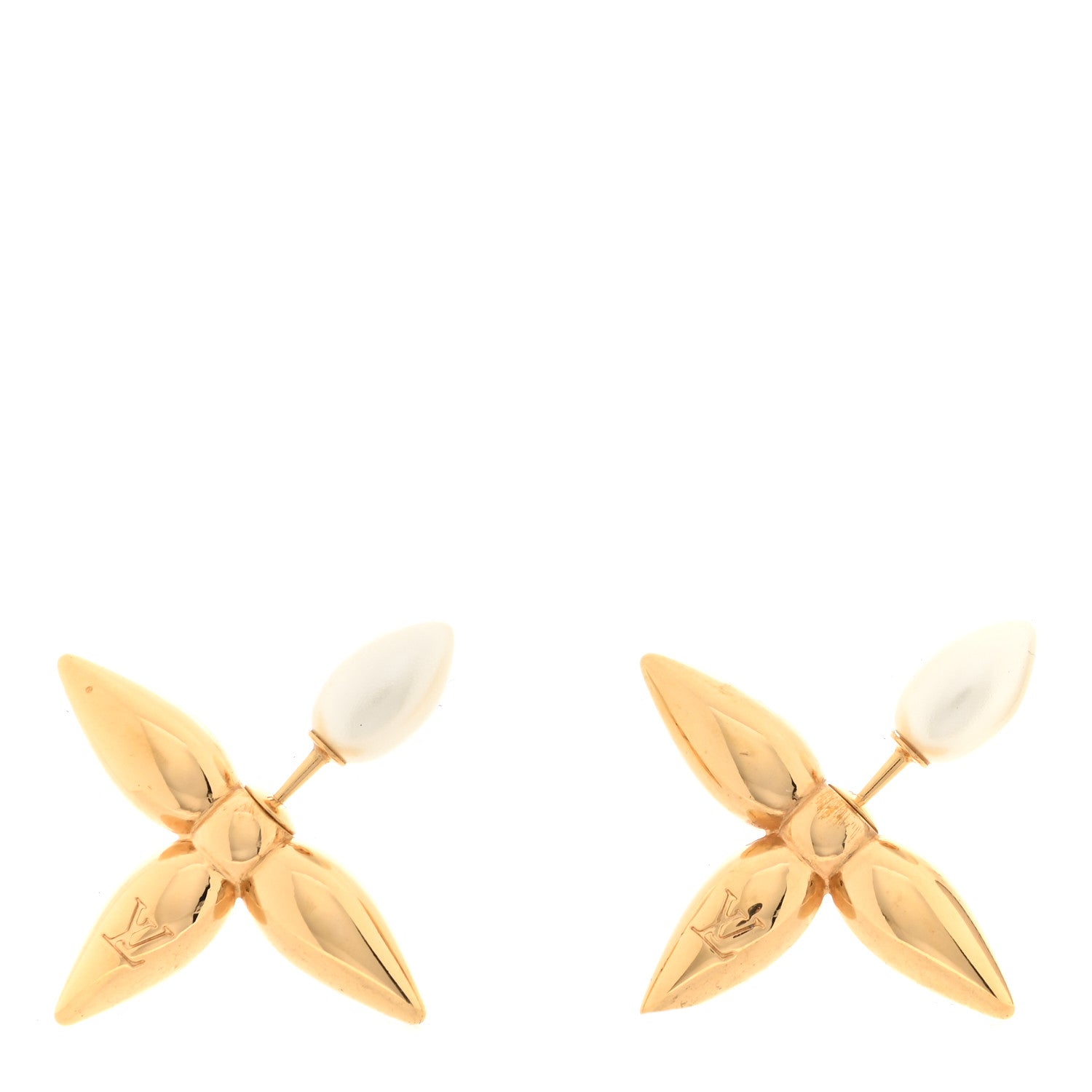 Louis Vuitton Pearl Louisette By Night Earrings Gold 1 of 4